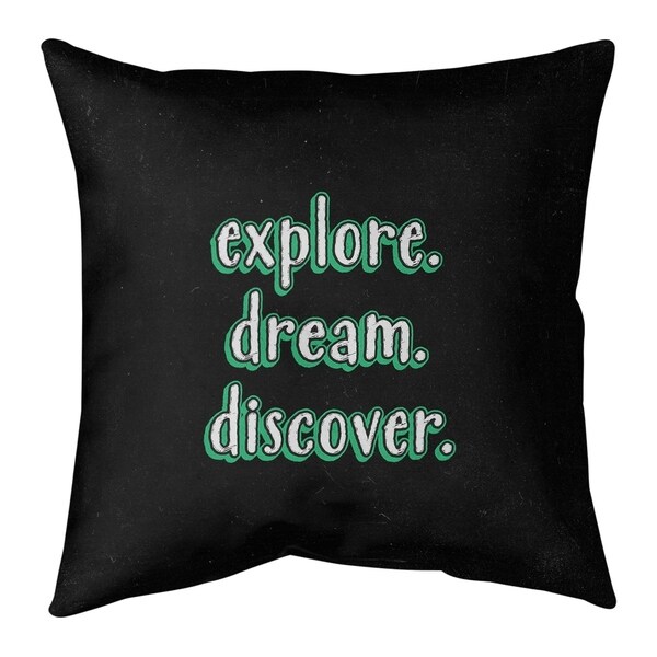 Quotes Explore Dream Discover Quote Chalkboard Style Pillow-Faux Suede