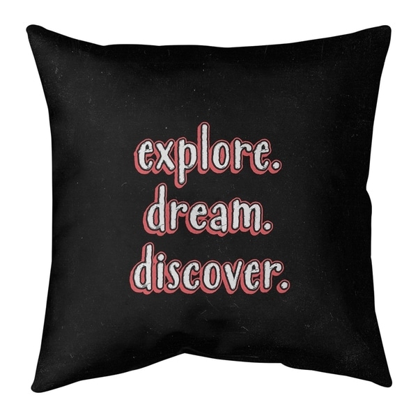 Quotes Explore Dream Discover Quote Chalkboard Style Pillow (w/Rmv Insert)-Spun Poly