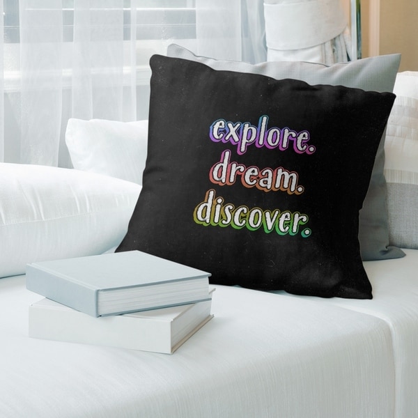 Quotes Explore Dream Discover Quote Chalkboard Style Pillow-Faux Linen