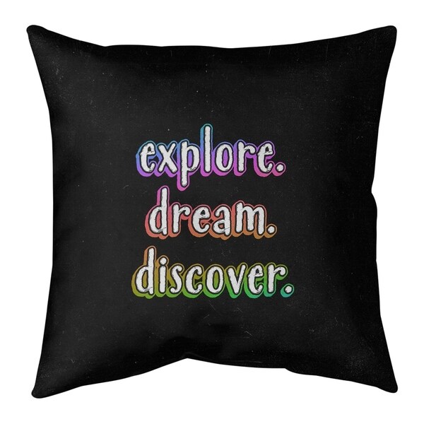 Quotes Explore Dream Discover Quote Chalkboard Style Pillow (w/Rmv Insert)-Spun Poly