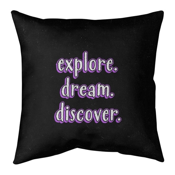 Quotes Explore Dream Discover Quote Chalkboard Style Pillow-Faux Linen