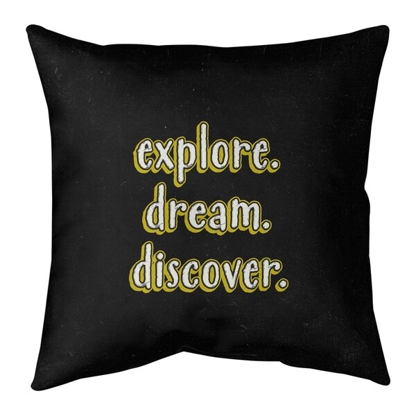 Quotes Explore Dream Discover Quote Chalkboard Style Pillow (w/Rmv Insert)-Spun Poly