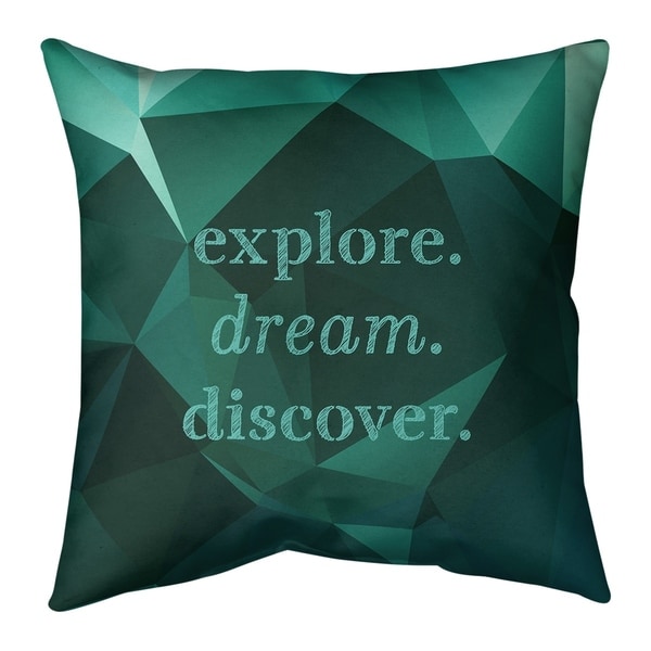Quotes Faux Gemstone Explore Dream Discover Quote Pillow-Spun Polyester