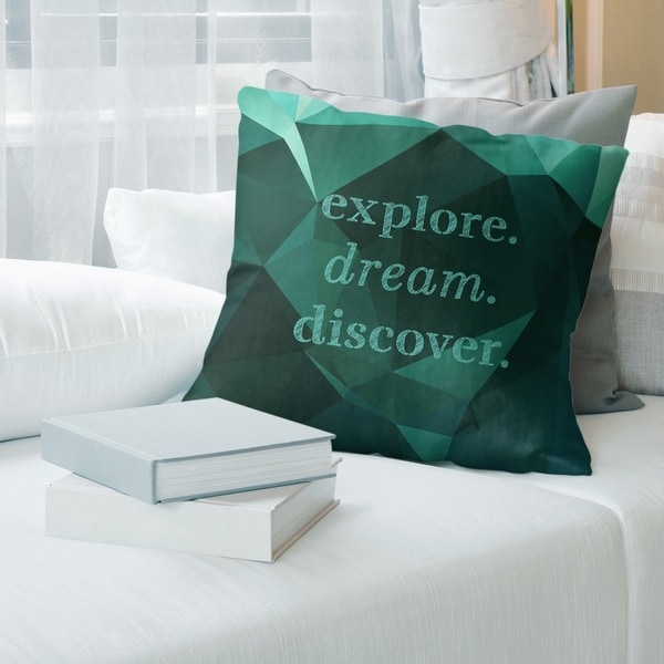 Quotes Faux Gemstone Explore Dream Discover Quote Pillow (w/Rmv Insert)-Spun Poly