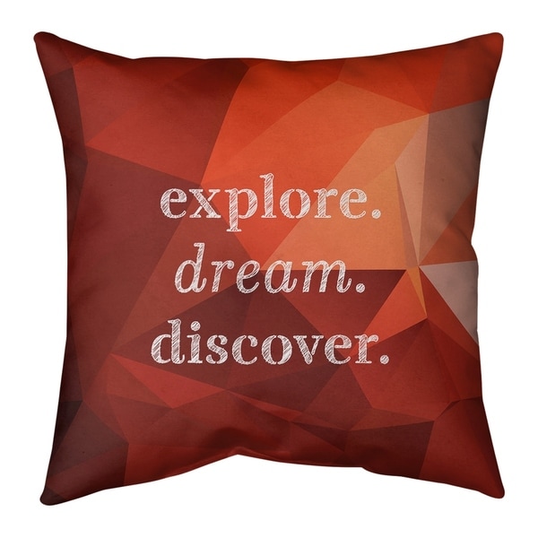Quotes Faux Gemstone Explore Dream Discover Quote Pillow (w/Rmv Insert)-Spun Poly