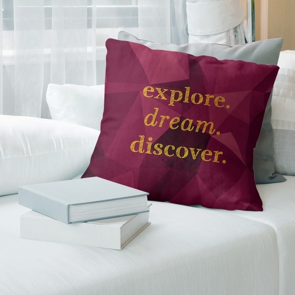 Quotes Faux Gemstone Explore Dream Discover Quote Floor Pillow - Standard