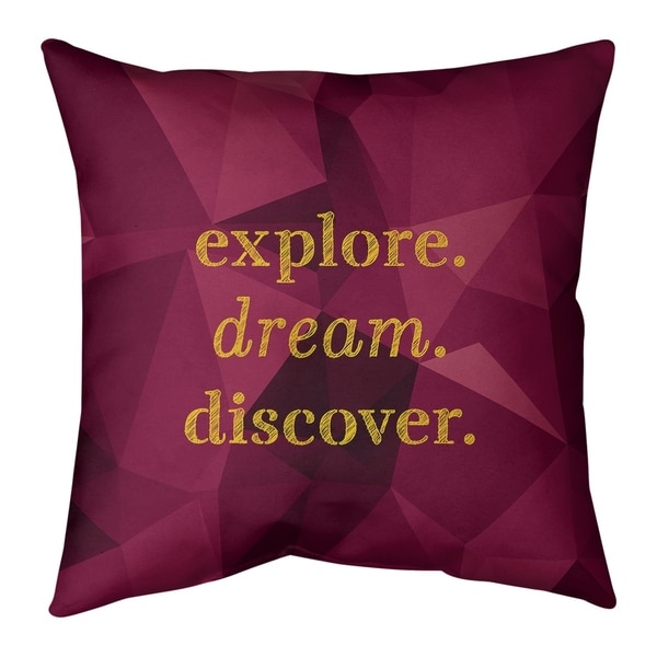 Quotes Faux Gemstone Explore Dream Discover Quote Pillow-Spun Polyester