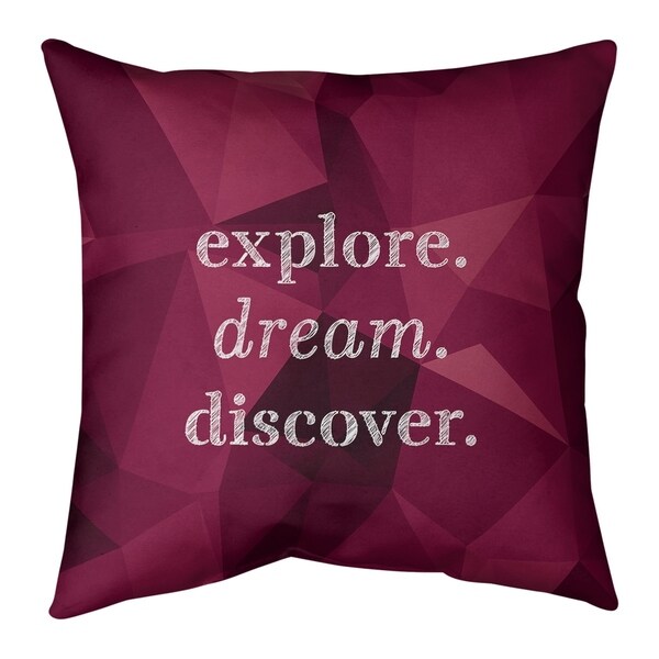 Quotes Faux Gemstone Explore Dream Discover Quote Pillow-Spun Polyester
