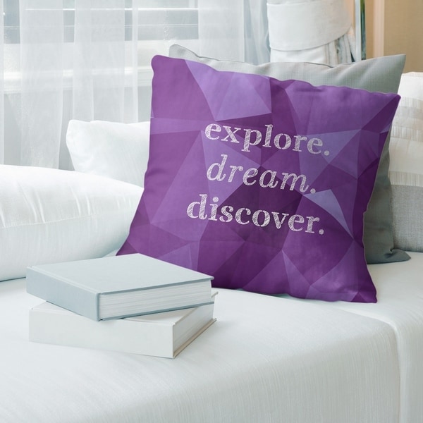 Quotes Faux Gemstone Explore Dream Discover Quote Pillow-Spun Polyester