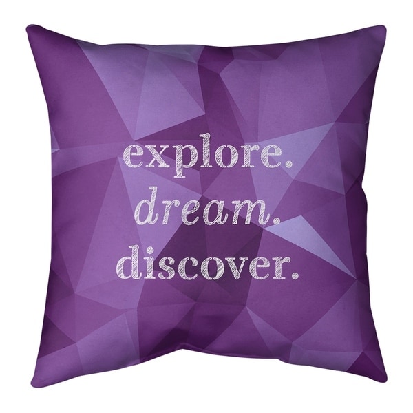 Quotes Faux Gemstone Explore Dream Discover Quote Pillow (w/Rmv Insert)-Spun Poly