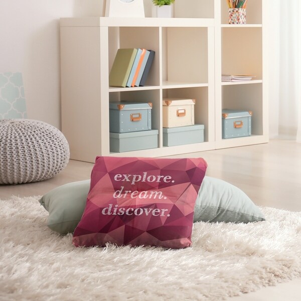 Quotes Faux Gemstone Explore Dream Discover Quote Floor Pillow - Square Tufted