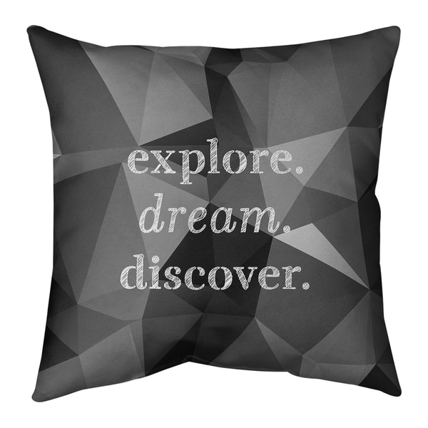 Quotes Faux Gemstone Explore Dream Discover Quote Pillow-Faux Linen