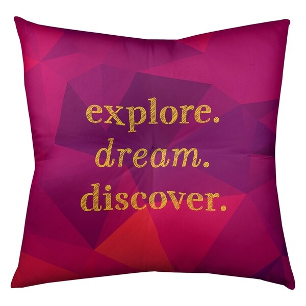 Quotes Faux Gemstone Explore Dream Discover Quote Floor Pillow - Square Tufted