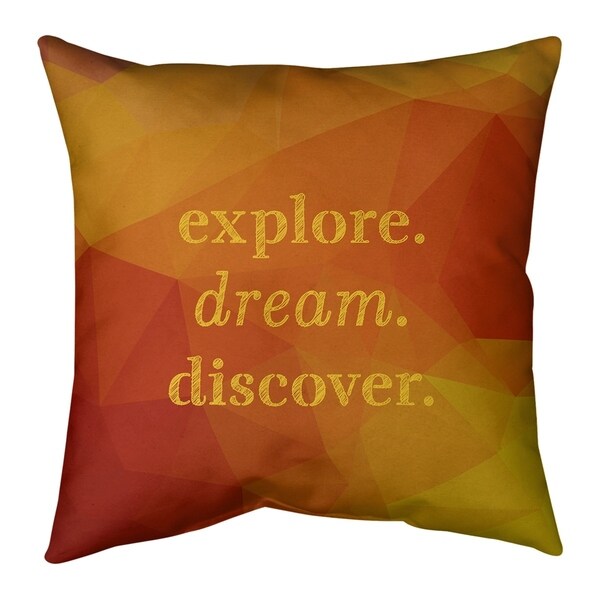 Quotes Faux Gemstone Explore Dream Discover Quote Pillow-Spun Polyester