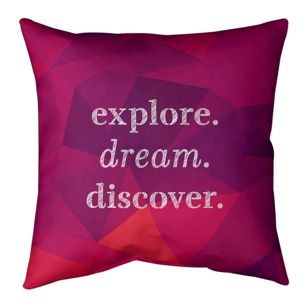 Quotes Faux Gemstone Explore Dream Discover Quote Pillow-Spun Polyester