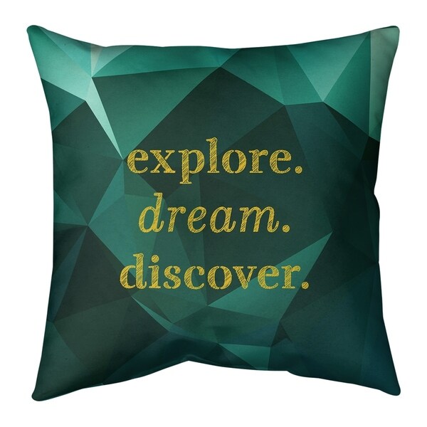 Quotes Faux Gemstone Explore Dream Discover Quote Pillow-Faux Suede