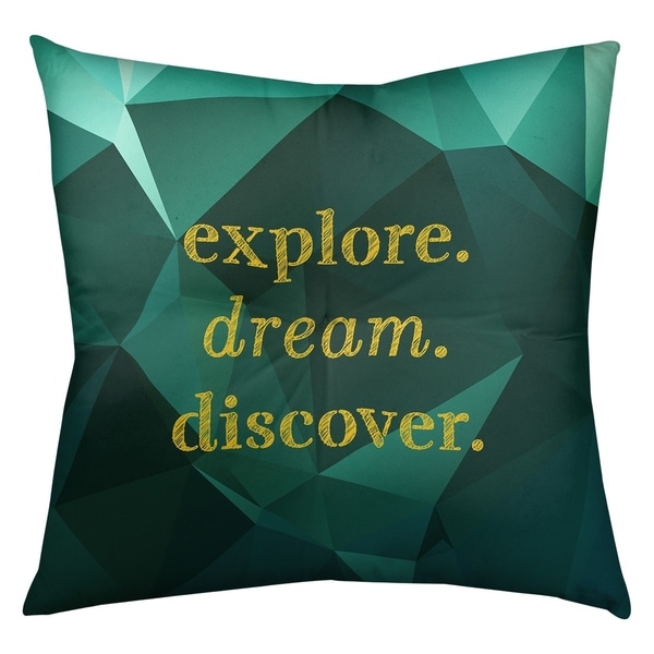 Quotes Faux Gemstone Explore Dream Discover Quote Floor Pillow - Square Tufted