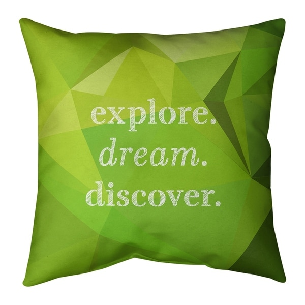 Quotes Faux Gemstone Explore Dream Discover Quote Pillow (w/Rmv Insert)-Spun Poly