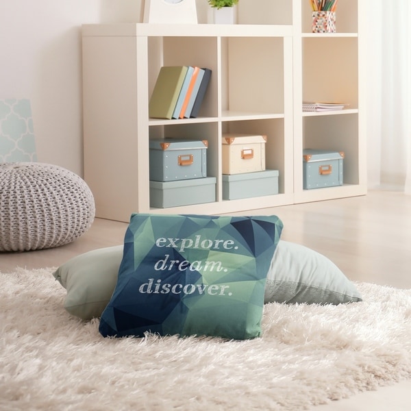 Quotes Faux Gemstone Explore Dream Discover Quote Floor Pillow - Square Tufted