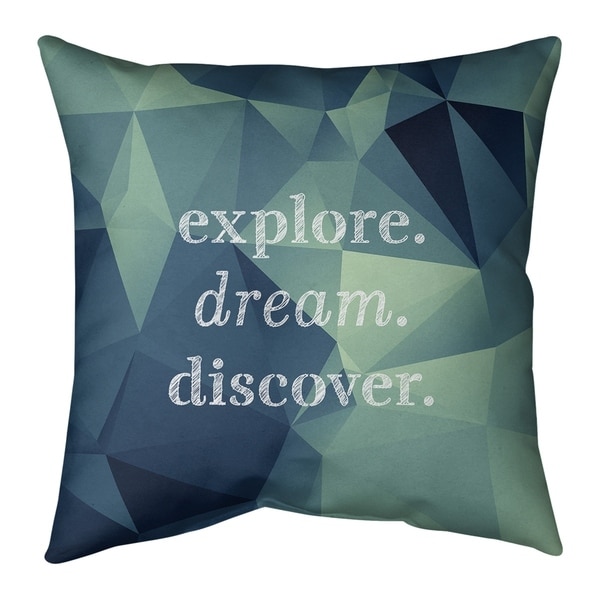 Quotes Faux Gemstone Explore Dream Discover Quote Pillow-Faux Suede