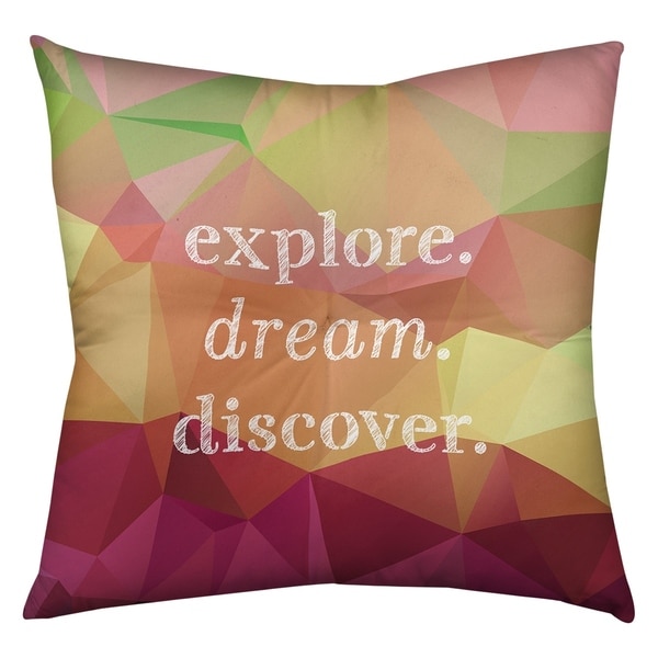 Quotes Faux Gemstone Explore Dream Discover Quote Floor Pillow - Square Tufted
