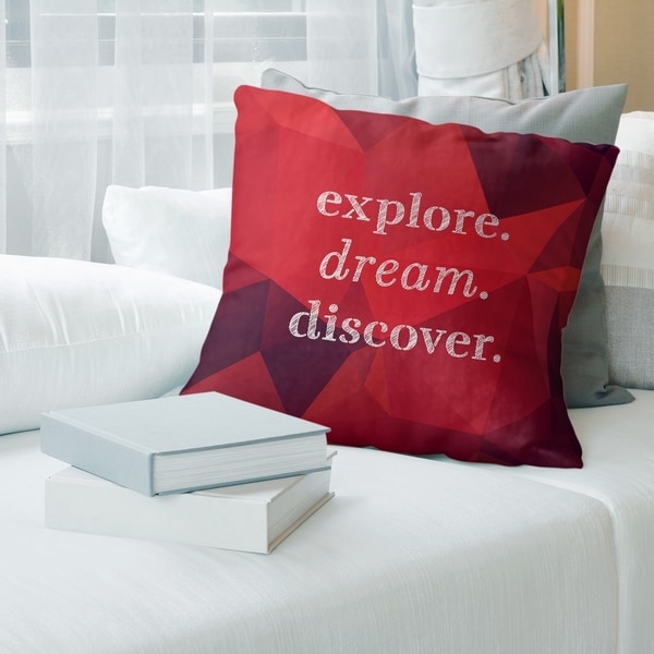 Quotes Faux Gemstone Explore Dream Discover Quote Pillow-Faux Suede