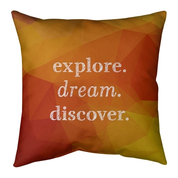 Quotes Faux Gemstone Explore Dream Discover Quote Pillow-Faux Linen