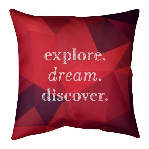 Quotes Faux Gemstone Explore Dream Discover Quote Pillow (Indoor/Outdoor)
