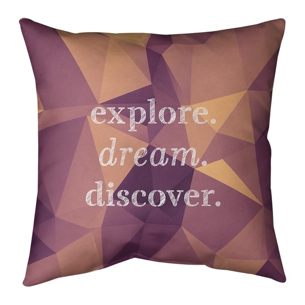 Quotes Faux Gemstone Explore Dream Discover Quote Pillow-Spun Polyester