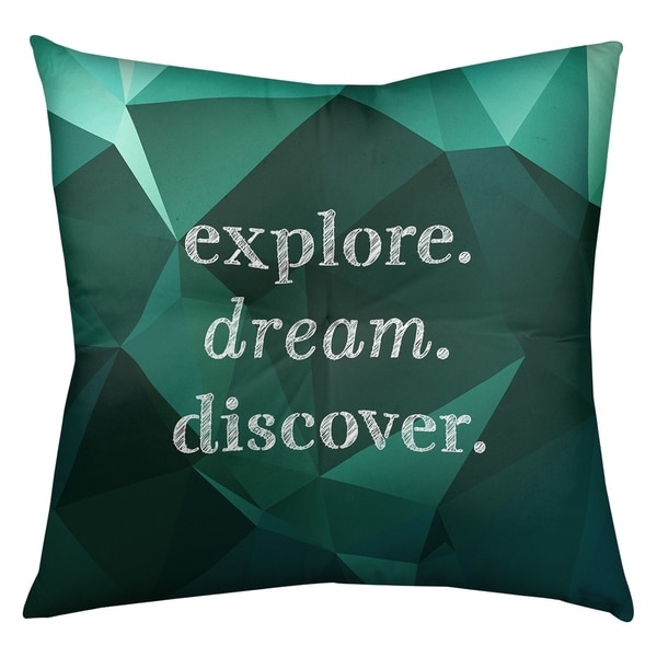 Quotes Faux Gemstone Explore Dream Discover Quote Floor Pillow - Square Tufted