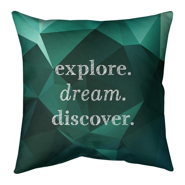Quotes Faux Gemstone Explore Dream Discover Quote Pillow (w/Rmv Insert)-Spun Poly