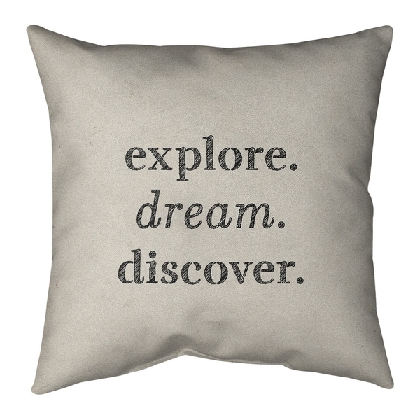 Quotes Handwritten Explore Dream Discover Quote Pillow-Faux Suede