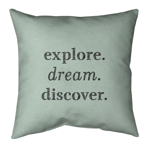 Quotes Handwritten Explore Dream Discover Quote Pillow-Faux Linen