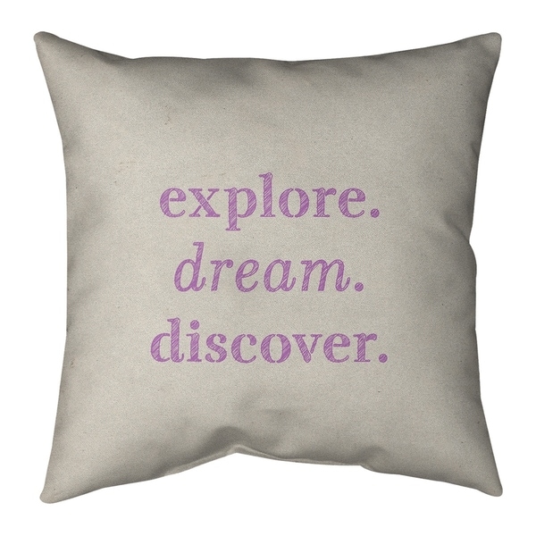 Quotes Handwritten Explore Dream Discover Quote Pillow-Faux Suede