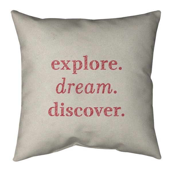 Quotes Handwritten Explore Dream Discover Quote Pillow-Faux Linen