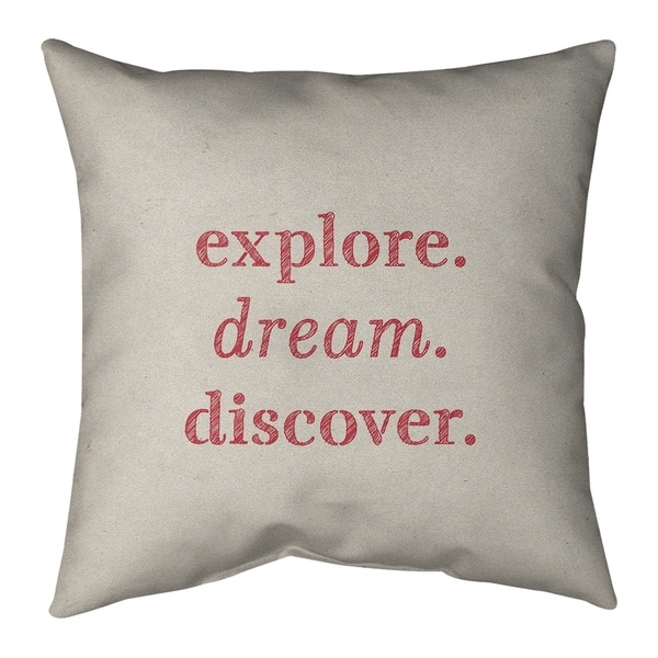 Quotes Handwritten Explore Dream Discover Quote Pillow-Cotton Twill