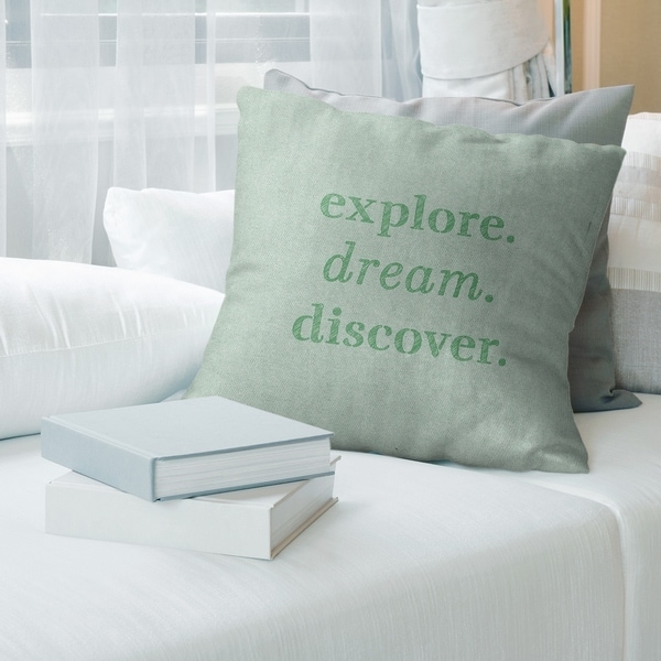 Quotes Handwritten Explore Dream Discover Quote Pillow (w/Rmv Insert)-Spun Poly