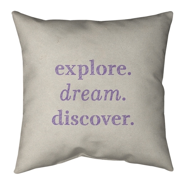 Quotes Handwritten Explore Dream Discover Quote Pillow-Faux Linen