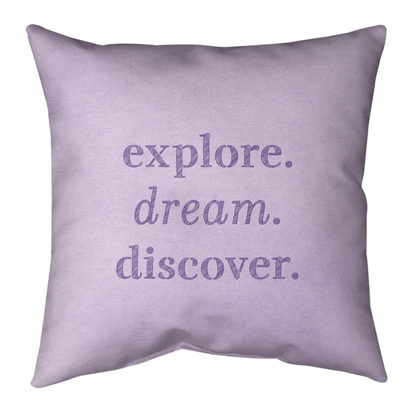 Quotes Handwritten Explore Dream Discover Quote Pillow (Indoor/Outdoor)