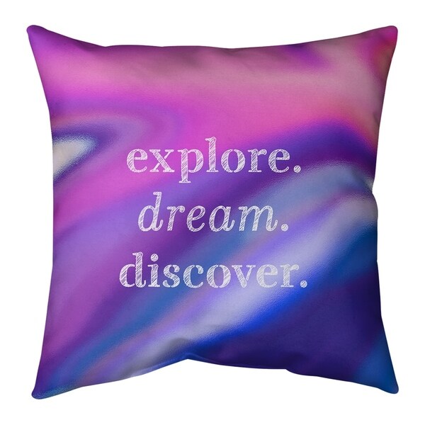Quotes Multicolor Background Explore Dream Discover Quote Pillow-Faux Suede
