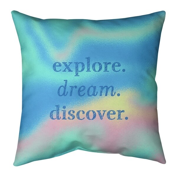 Quotes Multicolor Background Explore Dream Discover Quote Pillow (w/Rmv Insert)-Spun Poly