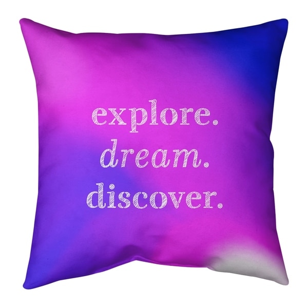 Quotes Multicolor Background Explore Dream Discover Quote Pillow (w/Rmv Insert)-Spun Poly