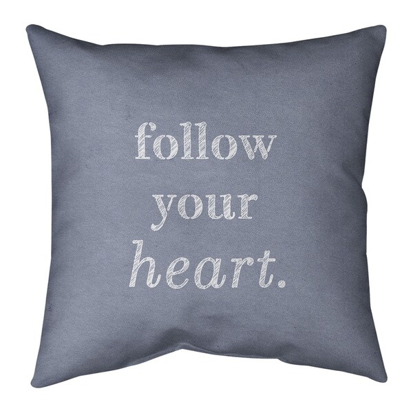 Quotes Handwritten Follow Your Heart Quote Pillow (Indoor/Outdoor)