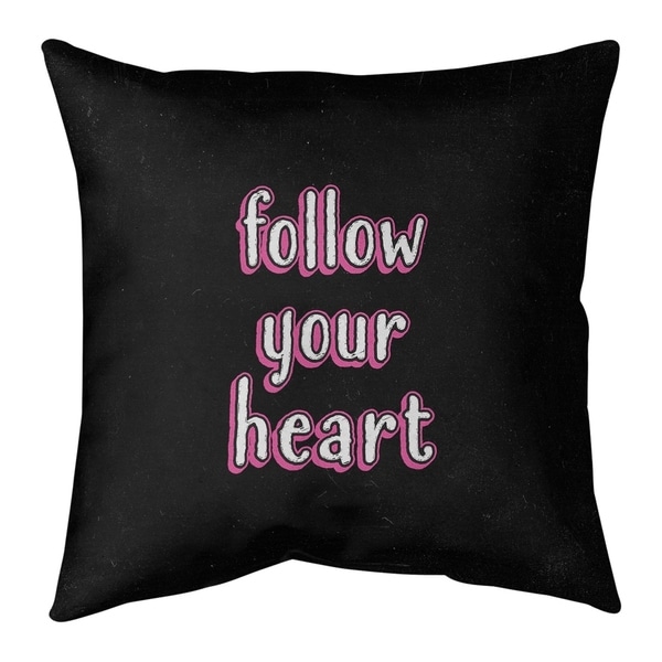 Quotes Follow Your Heart Quote Chalkboard Style Pillow-Spun Polyester