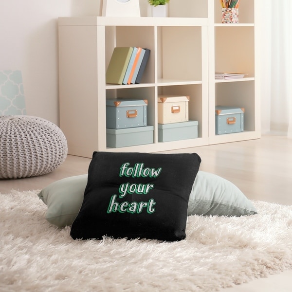 Quotes Follow Your Heart Quote Chalkboard Style Floor Pillow - Square Tufted