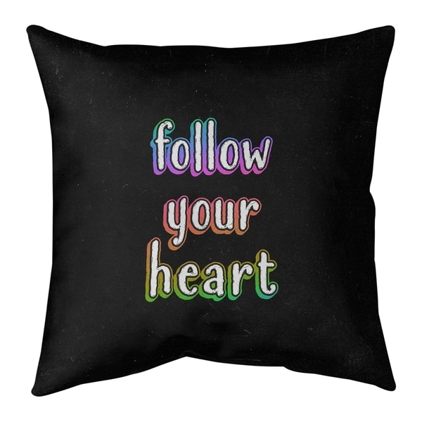 Quotes Follow Your Heart Quote Chalkboard Style Pillow (w/Rmv Insert)-Spun Poly