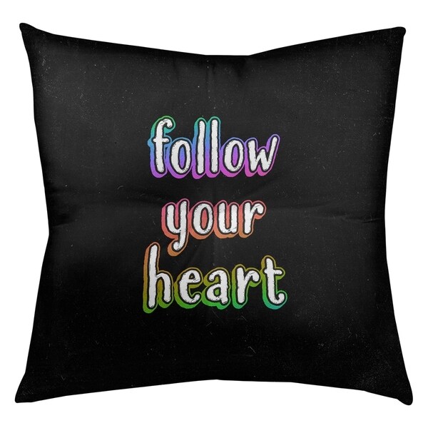Quotes Follow Your Heart Quote Chalkboard Style Floor Pillow - Square Tufted
