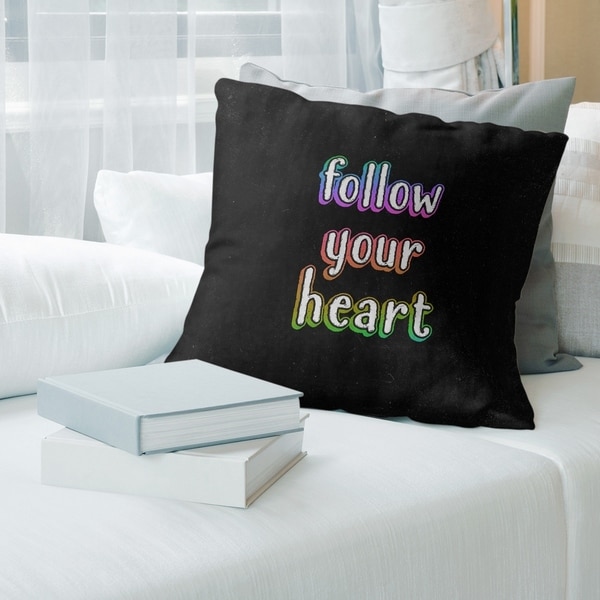 Quotes Follow Your Heart Quote Chalkboard Style Pillow-Spun Polyester