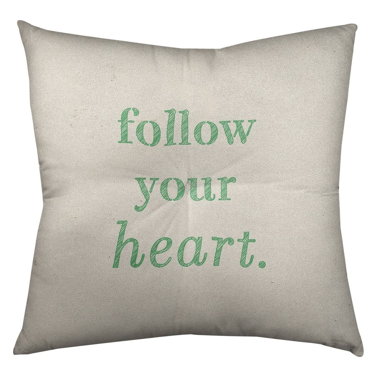 Quotes Handwritten Follow Your Heart Quote Floor Pillow - Square Tufted ...