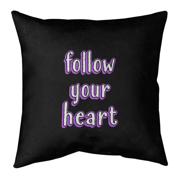 Quotes Follow Your Heart Quote Chalkboard Style Pillow-Faux Linen